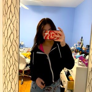 CROPPED BLACK ZIP UP (M)